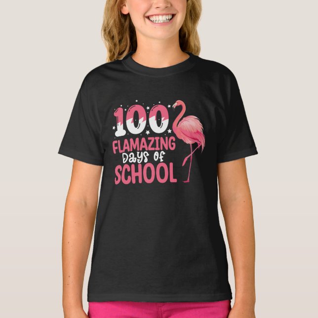 100 Flamazing Days of School Flamingo Teacher T-Shirt (Front)