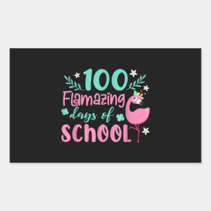100 Flamazing Days Of School Funny Flamingo Rectangular Sticker