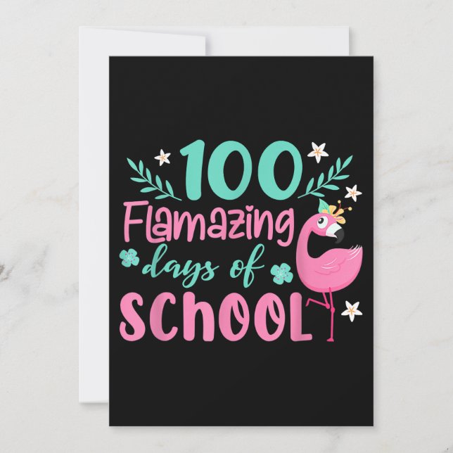 100 Flamazing Days Of School | Funny Flamingo Save The Date (Front)