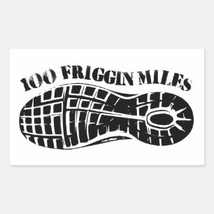 100 Friggin Miles Ultra Running Tread Rectangular Sticker