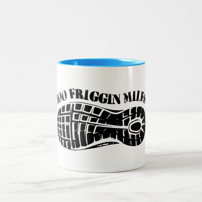 100 Friggin Miles Ultra Running Tread Two-Tone Coffee Mug (Center)