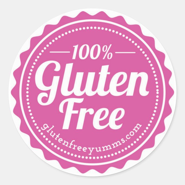 100% Gluten-Free Stickers — Pink (Front)