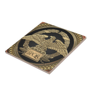 [100] Gold Roman Imperial Eagle on Gold Medallion Ceramic Tile