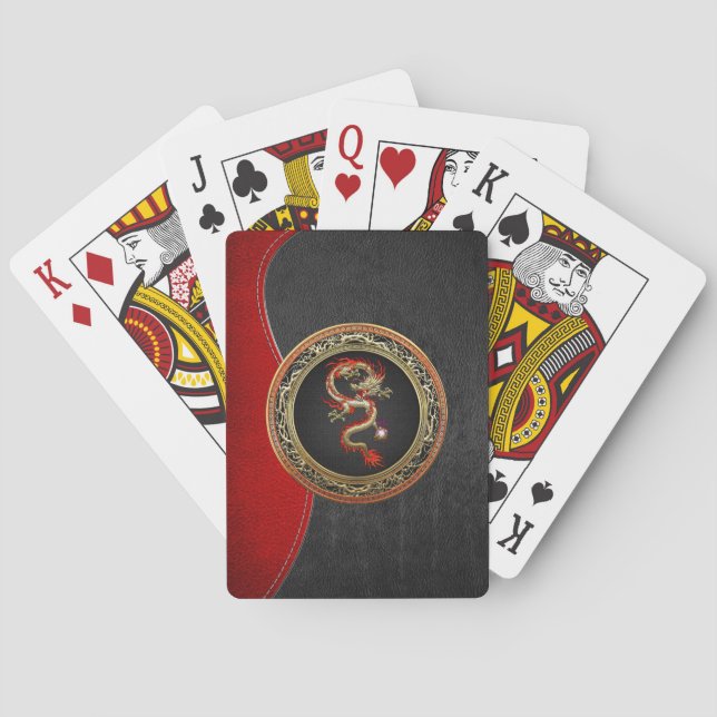 [100] Golden Chinese Dragon Fucanglong Playing Cards (Back)