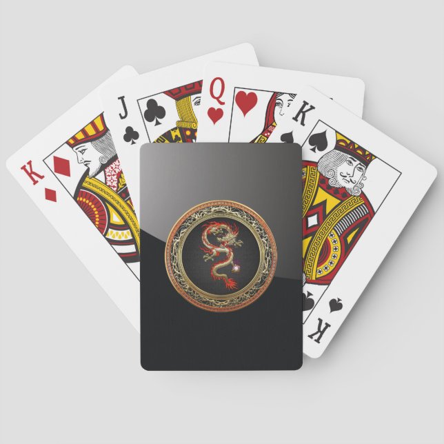 [100] Golden Chinese Dragon Fucanglong Playing Cards (Back)