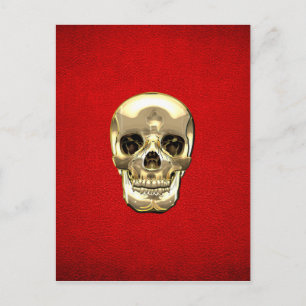 [100] Golden Human Skull Postcard