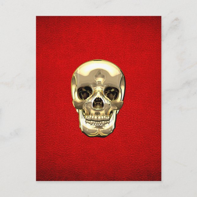 [100] Golden Human Skull Postcard (Front)