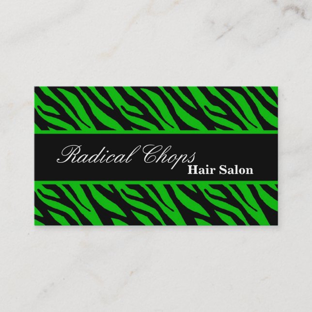 100 Green Black Zebra Print Pattern Business Card (Front)