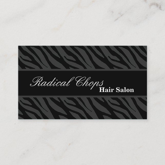 100 Grey Black Zebra Print Pattern Business Card (Front)