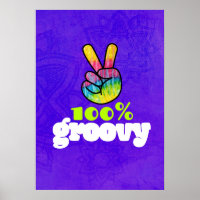 100% Groovy Rainbow Hand Peace Sign
