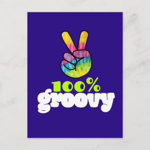 100% Groovy Rainbow Hand Peace Sign Postcard