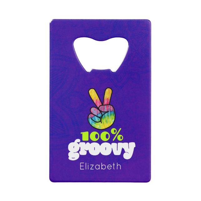 100% Groovy Rainbow with Hand Peace Sign (Front)