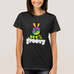 100% Groovy Rainbow with Hand Peace Sign T-Shirt