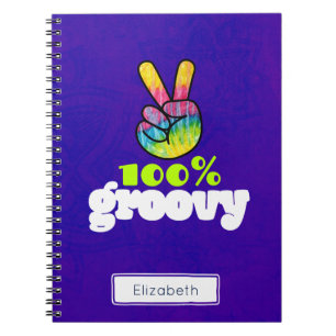 100% Groovy Rainbow with Hand Peace Sign Unique Notebook