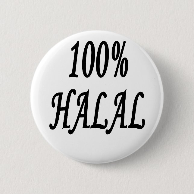 100% HALAL 6 CM ROUND BADGE (Front)