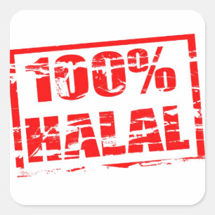 100% halal square sticker