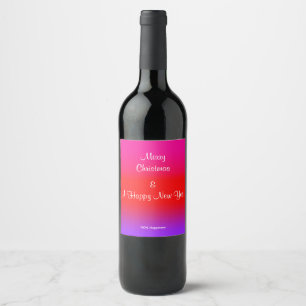 100 % Happiness Festive Magenta Red Purple Ombre Wine Label