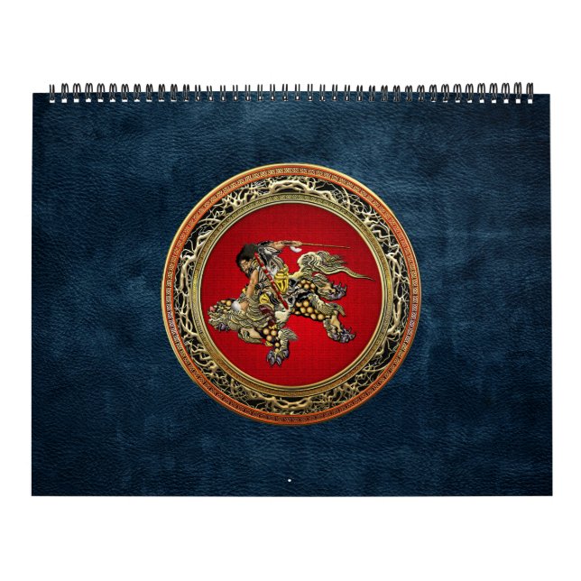 [100] Hokusai - Shoki Riding Shishi Lion Calendar (Cover)