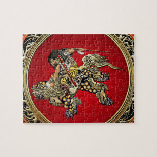 [100] Hokusai - Shoki Riding Shishi Lion Jigsaw Puzzle