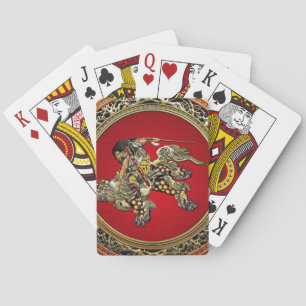[100] Hokusai - Shoki Riding Shishi Lion Playing Cards