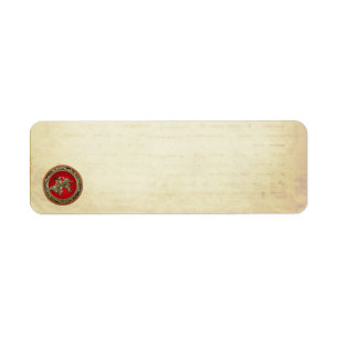 [100] Hokusai - Shoki Riding Shishi Lion Return Address Label