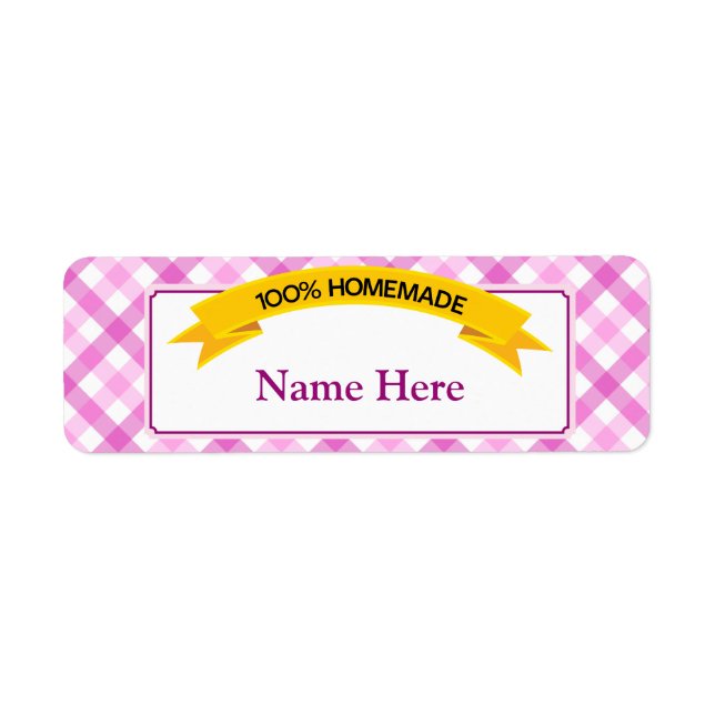 100% Homemade Food Label - Pink Return Address Label (Front)