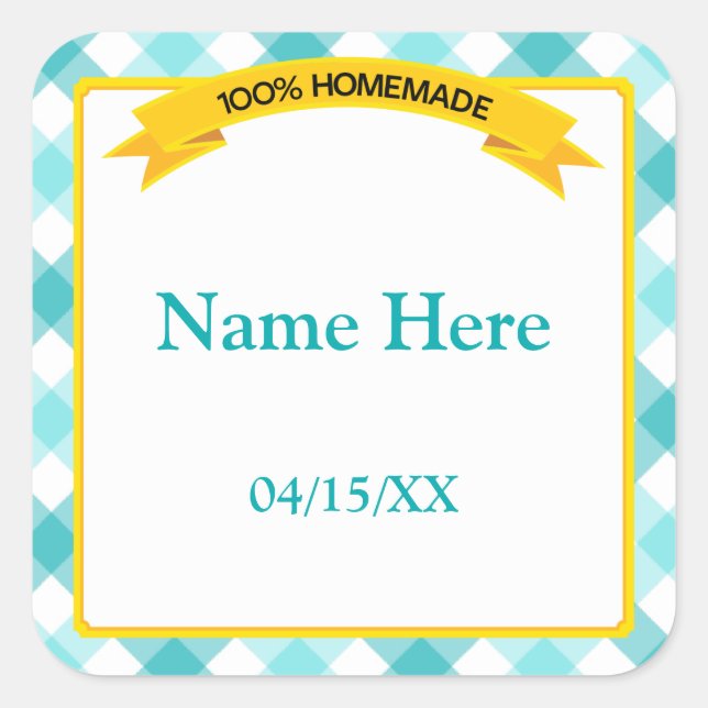 100% Homemade Food Label - Teal (Front)