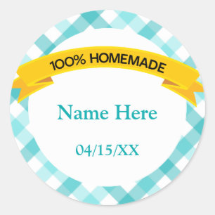 100% Homemade Food Label - Teal