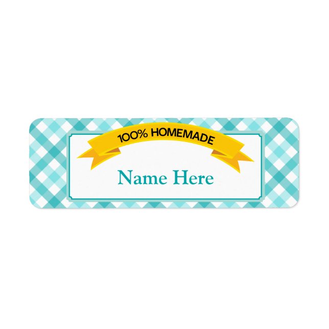 100% Homemade Food Label - Teal Return Address Label (Front)