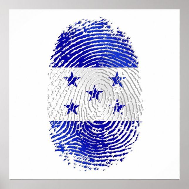 100% Honduran flag of Honduras DNA fingerprint Poster (Front)