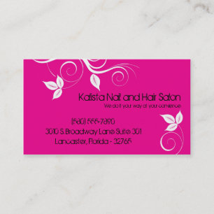 100 Hot Pink Leaves Nail Technician Business Card