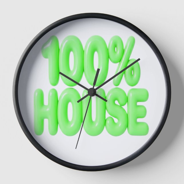 100% HOUSE GREEN FONTS CLOCK (Front)