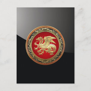 [100] Icelandic Dragon, Landvættir [Gold] Postcard