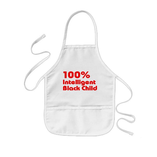 100% Intelligent Black Child Kids Apron (Front)