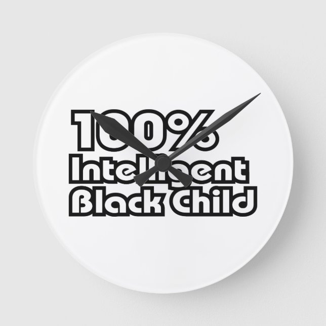 100% Intelligent Black Child Round Clock (Front)