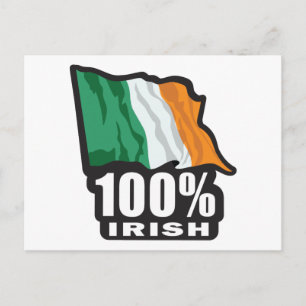 100% Irish/Flag of Ireland Postcard
