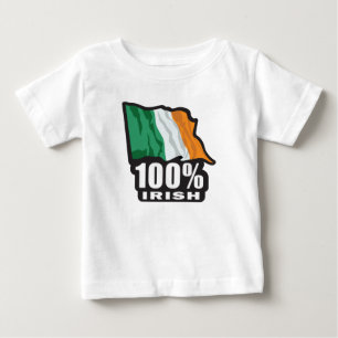 100% Irish with the flag of Ireland Baby T-Shirt