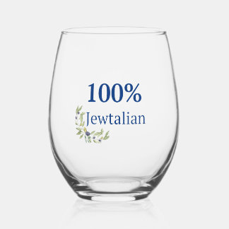 100% Jewtalian Wine Glass