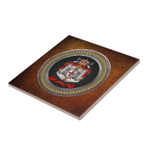 [100] Knights Templar Coat of Arms Ceramic Tile
