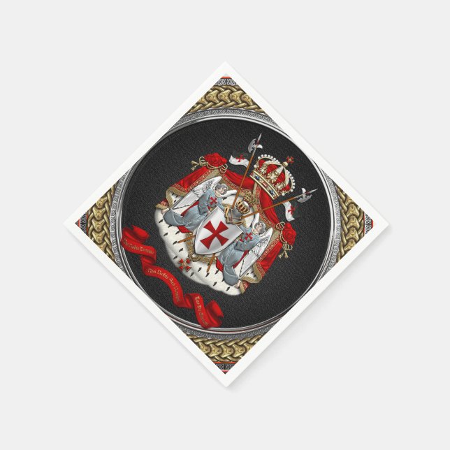 [100] Knights Templar Coat of Arms Napkin (Corner)