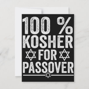 100% Kosher for Passover Funny Passover Pesach Card
