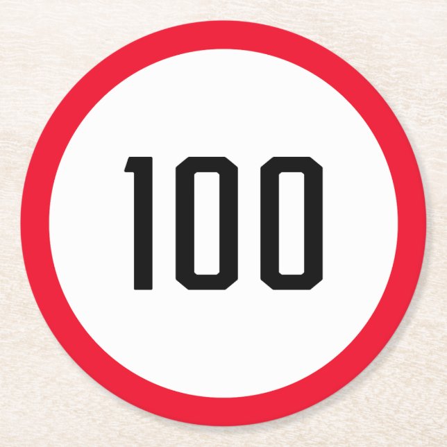 100 kph Speed Limit Sign | Custom Round Coasters (Front)