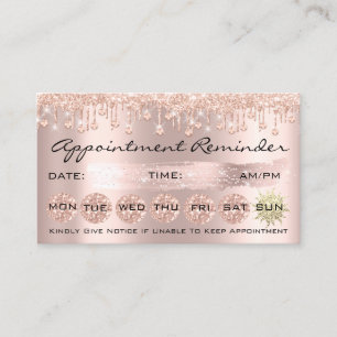 100 Lashes Appointment Reminder Rose Crystal Drips Business Card