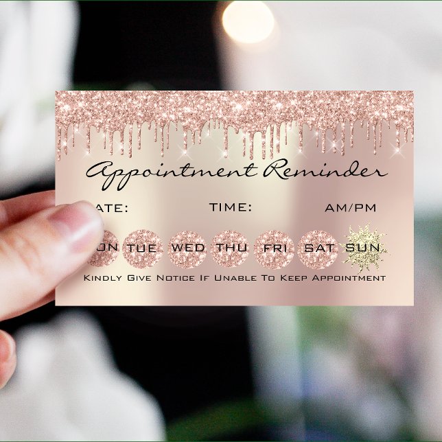 100 Lashes Appointment Reminder Rose Drips Nails Business Card (Creator Uploaded)