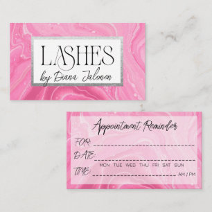 100 Lashes Appointment Reminder Rose Marble Business Card