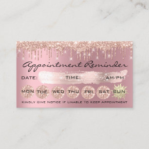 100 Lashes Appointment Reminder Rose Pink Drip Business Card