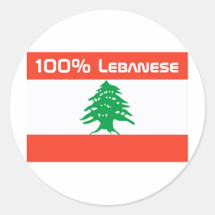 100% Lebanese Classic Round Sticker
