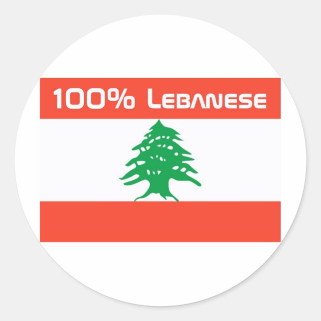 100% Lebanese Classic Round Sticker (Front)