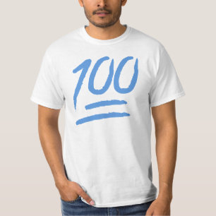 "100" Light Blue Emoji World Tee