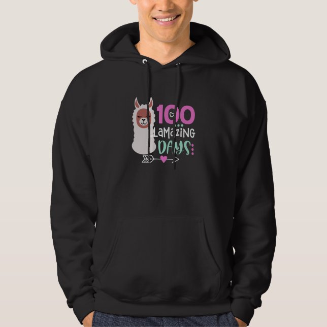 100 Llamazing Days Llama 100th Day of School Teach Hoodie (Front)